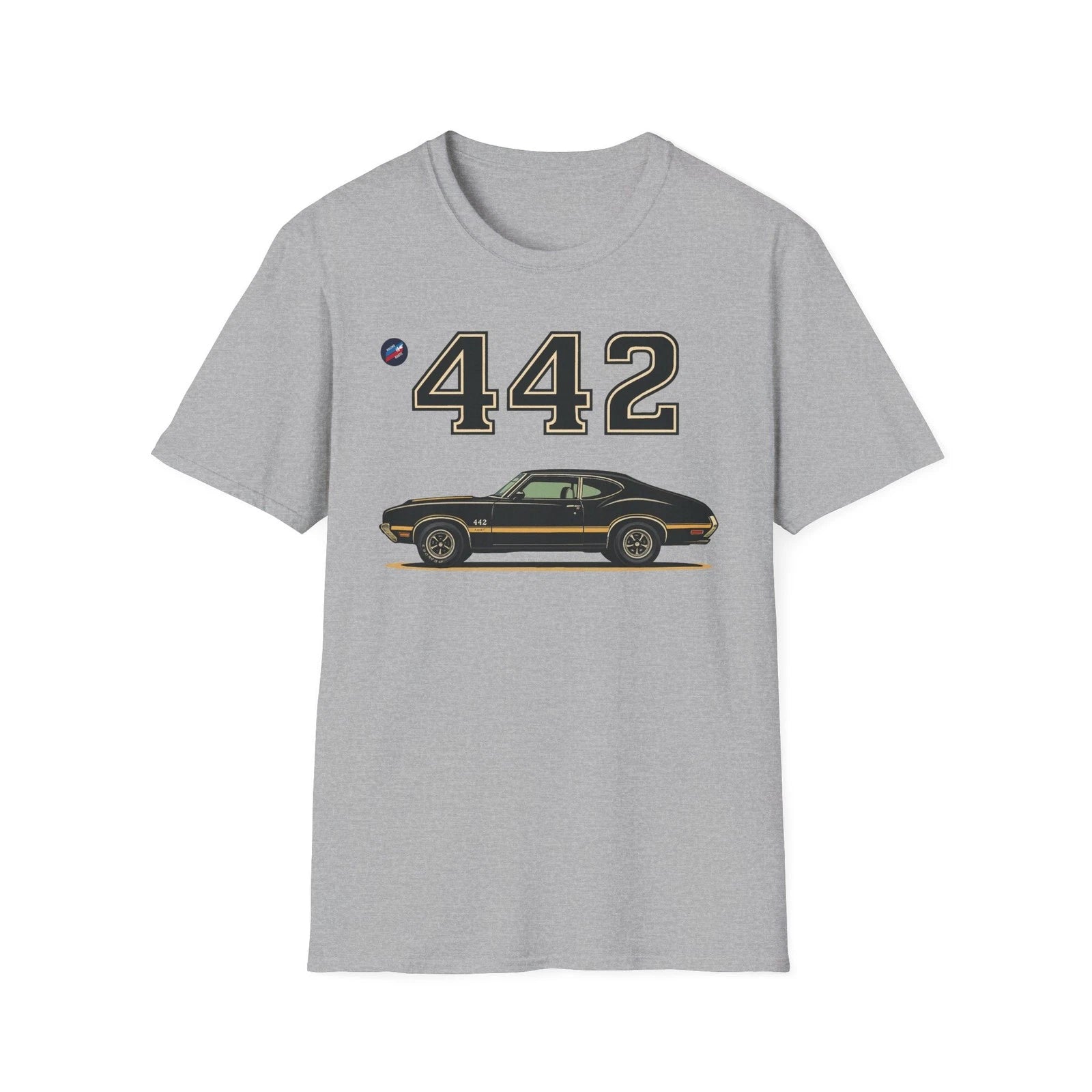 Olds 442 Shirt – Classic Black & Gold Muscle Car Graphic Tee