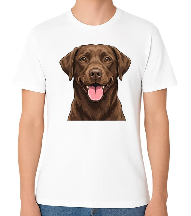 Chocolate Labrador T-Shirt Dog Face Cute Pet Lover Unisex Tee