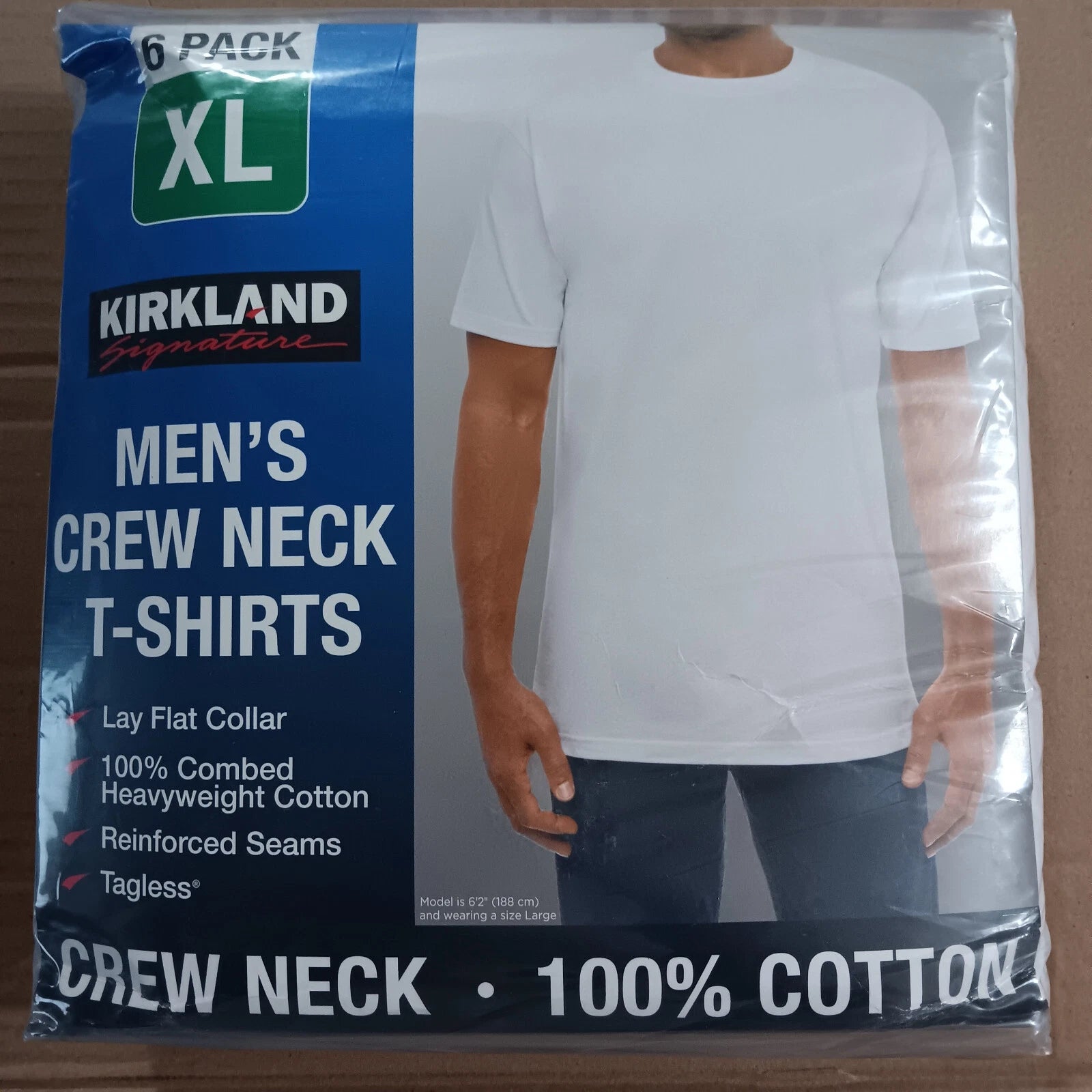 Kirkland Signature Men’s Crew Neck Tee Men shirts, White, Black, 6 Pack XL,L, M