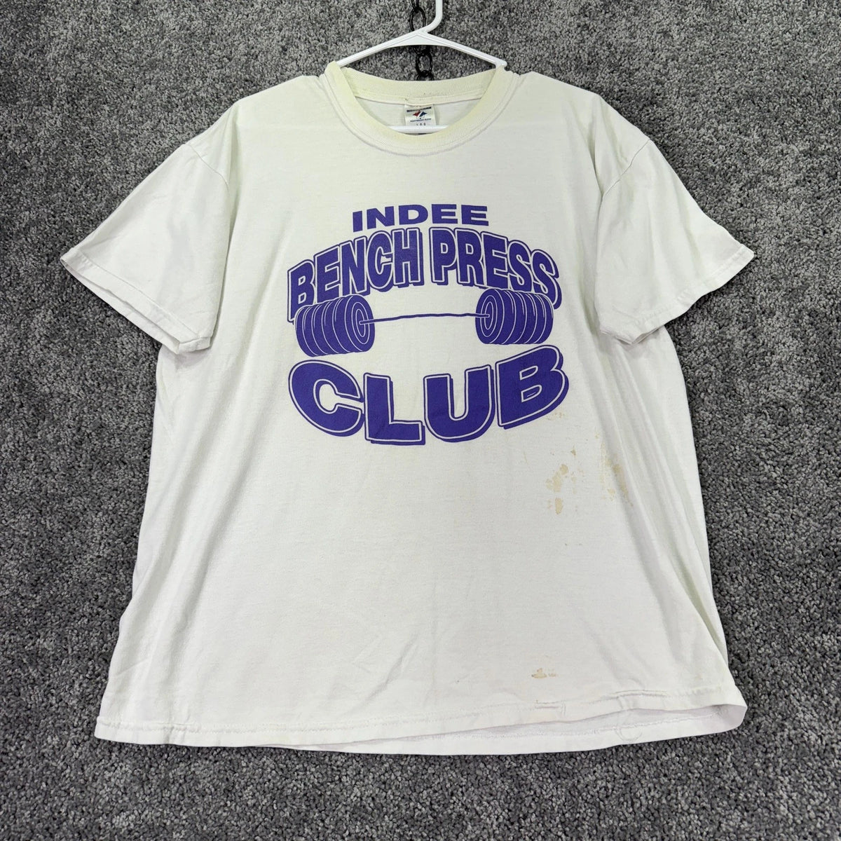 Jerzees Shirt Mens Large White Indee Bench Press Club Graphic Tee Gym Fitness