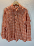 For Good women LG button oversized lagenlook long sleeve shirt orange plaid