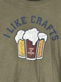 Life Is Good Crusher Tee Moss Green “I Like Crafts”Mens Size Medium Graphic Tee