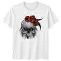 Gothic Skull Red Roses Womens T-Shirt Gothic Alternative Birthday Gift For Her