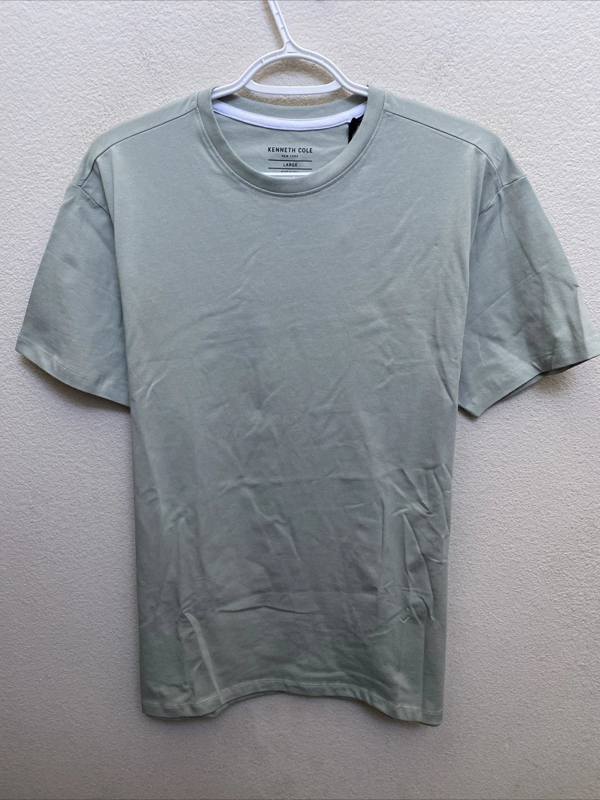 NEW Kenneth Cole Mens Large Sea Grass Green Crew Neck Short Sleeve Plain T-Shirt