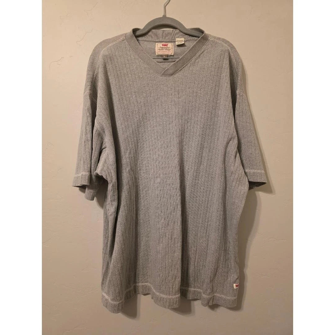 Levi’s Gray Ribbed Knit Tee XL Oversized Streetwear Minimal Basic