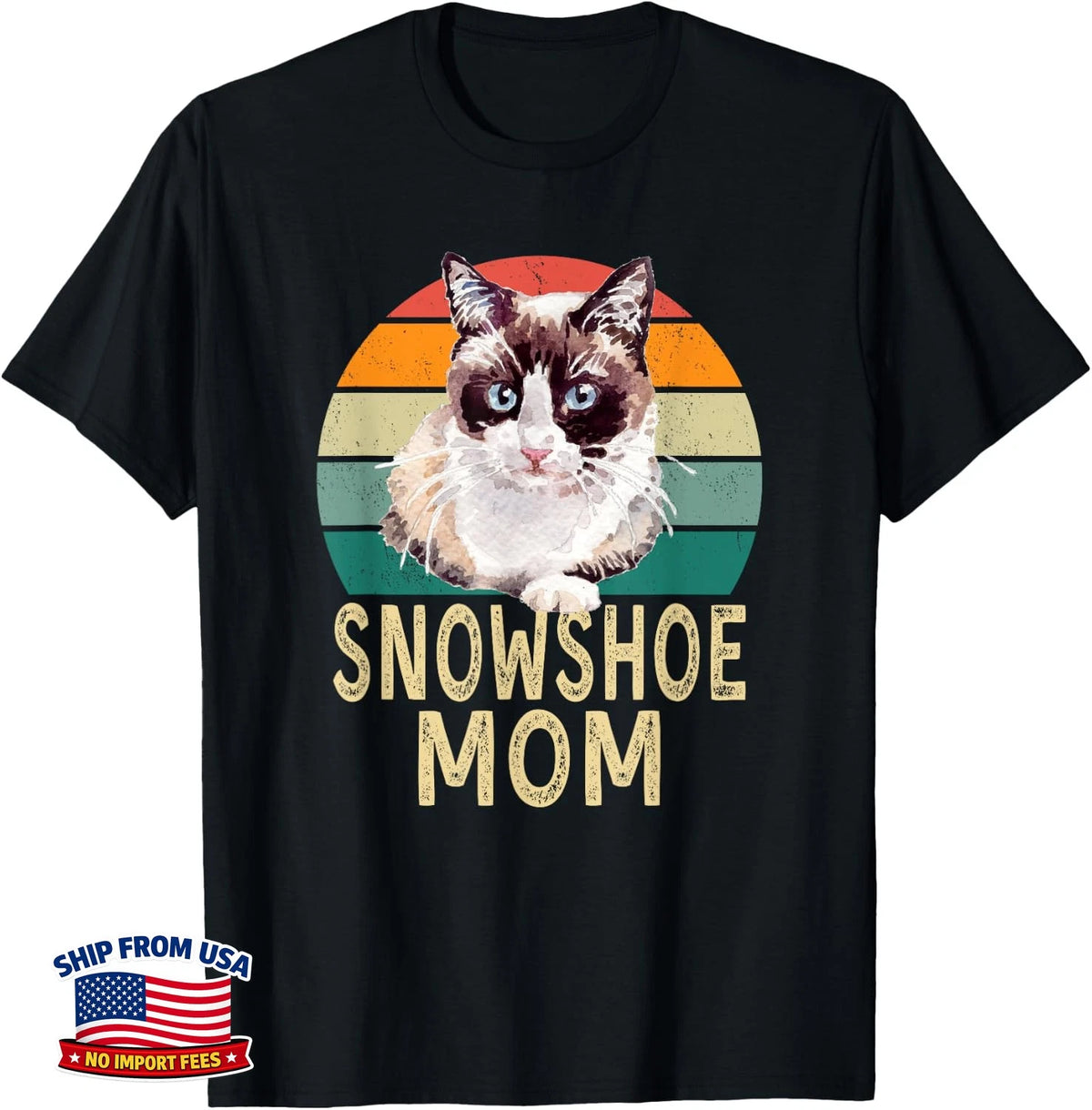 Snowshoe Cat Mom Retro Vintage Funny I Love My Cat T-Shirt