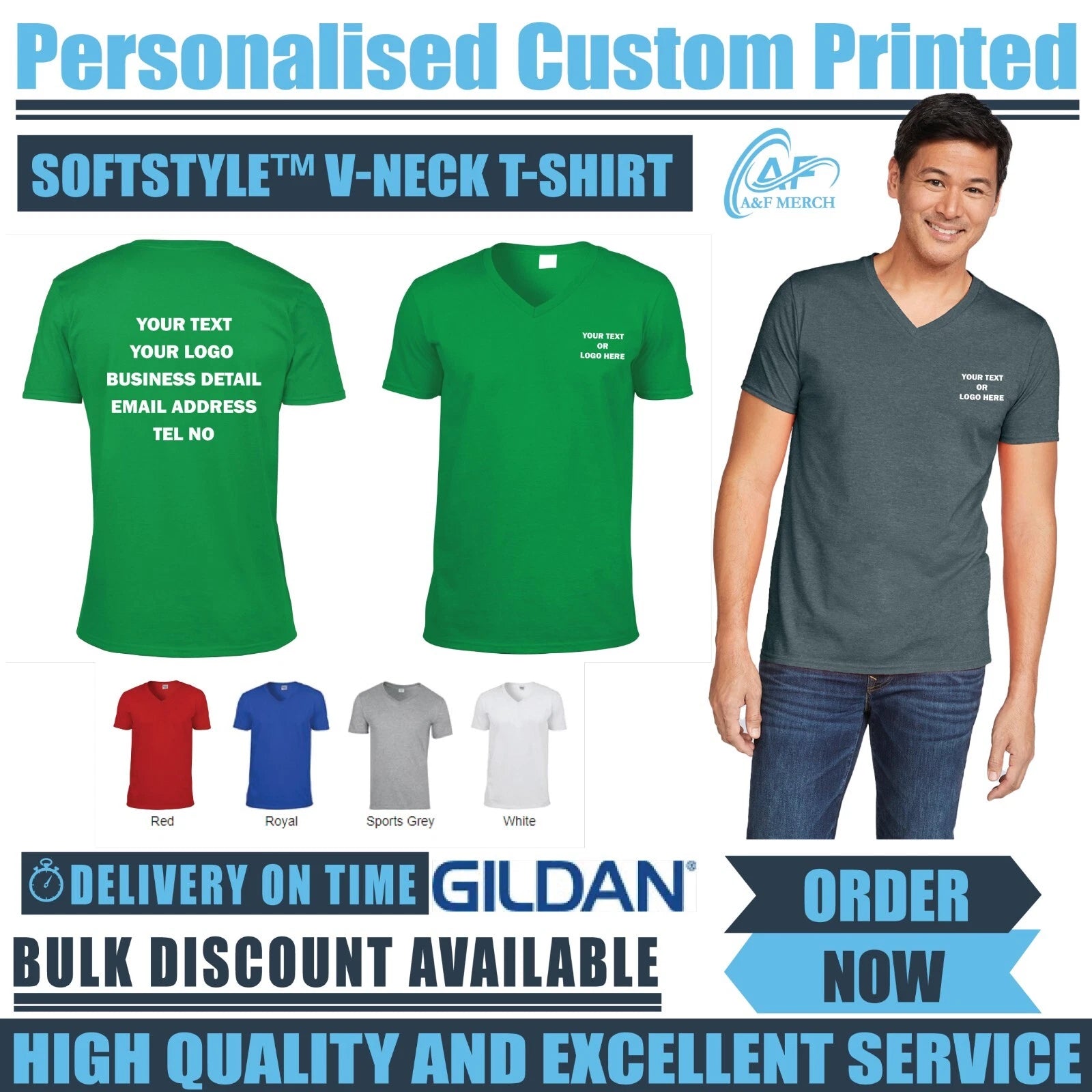 Gildan Softstyle Custom V-Neck Short Sleeve Casual T-Shirt GD010