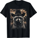 Humorous Cowboy Raccoon Western Style Trash Panda Graphic Tee