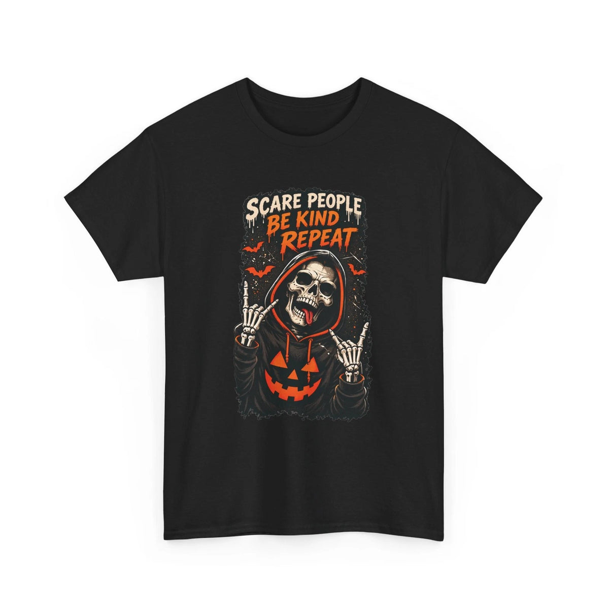 Scare People Be Kind Repeat Skeleton T-Shirt Black Unisex S-XL
