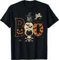 Boo Creepy Owl Pumpkin Ghost Spooky Halloween Men Women Kids T-Shirt