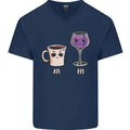 Coffee am Wine pm Funny Alcohol Prosecco Mens V-Neck Cotton T-Shirt