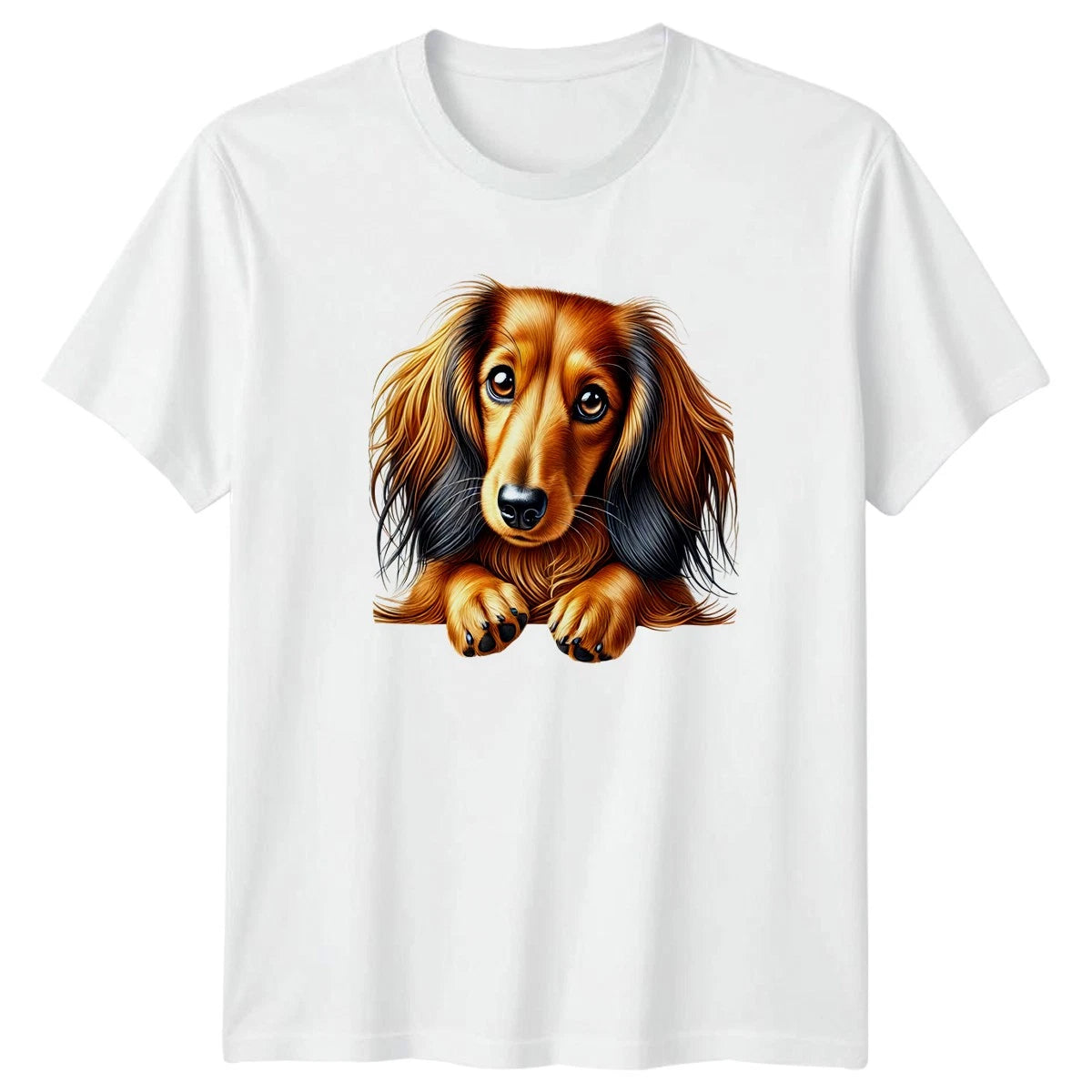 Cute Long Haired Dachshund Puppy Dog T-Shirt Dachshund Dog Birthday Gift