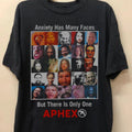Aphex Twin parody anxiety has many faces black T shirt Retro style tee NH9432