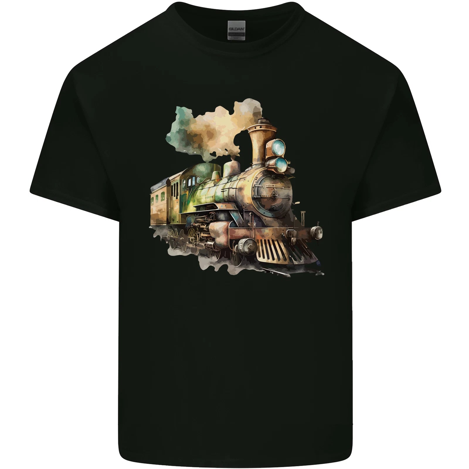 Locomotive Watercolour Trainspotter Trains Mens Cotton T-Shirt Tee Top