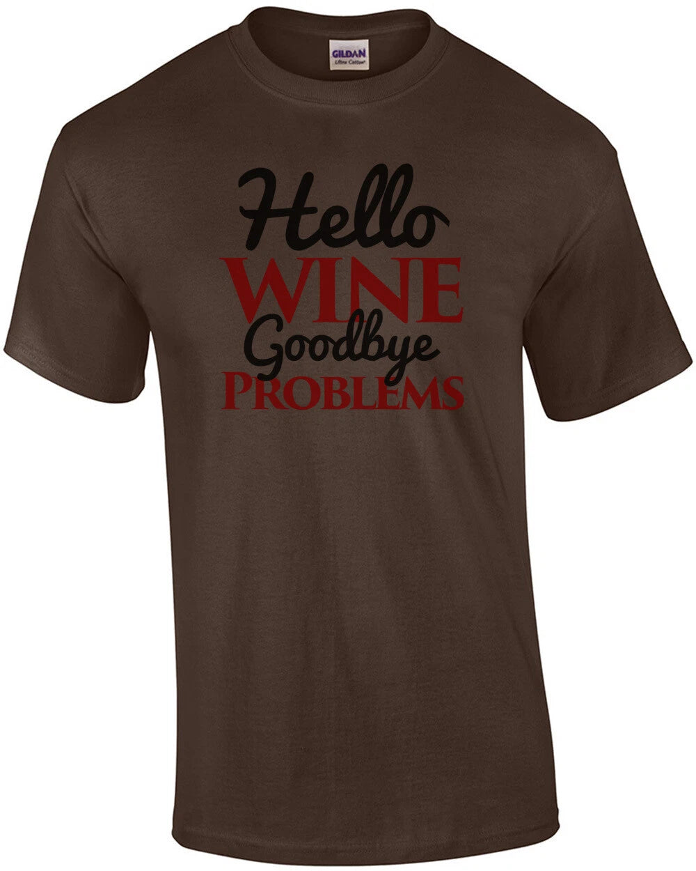 Hello Wine - Goodbye Problems - Funny wine t-shirt