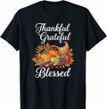 Thankful Grateful Blessed Thanksgiving Cornucopia Harvest T-shirt For Men Women