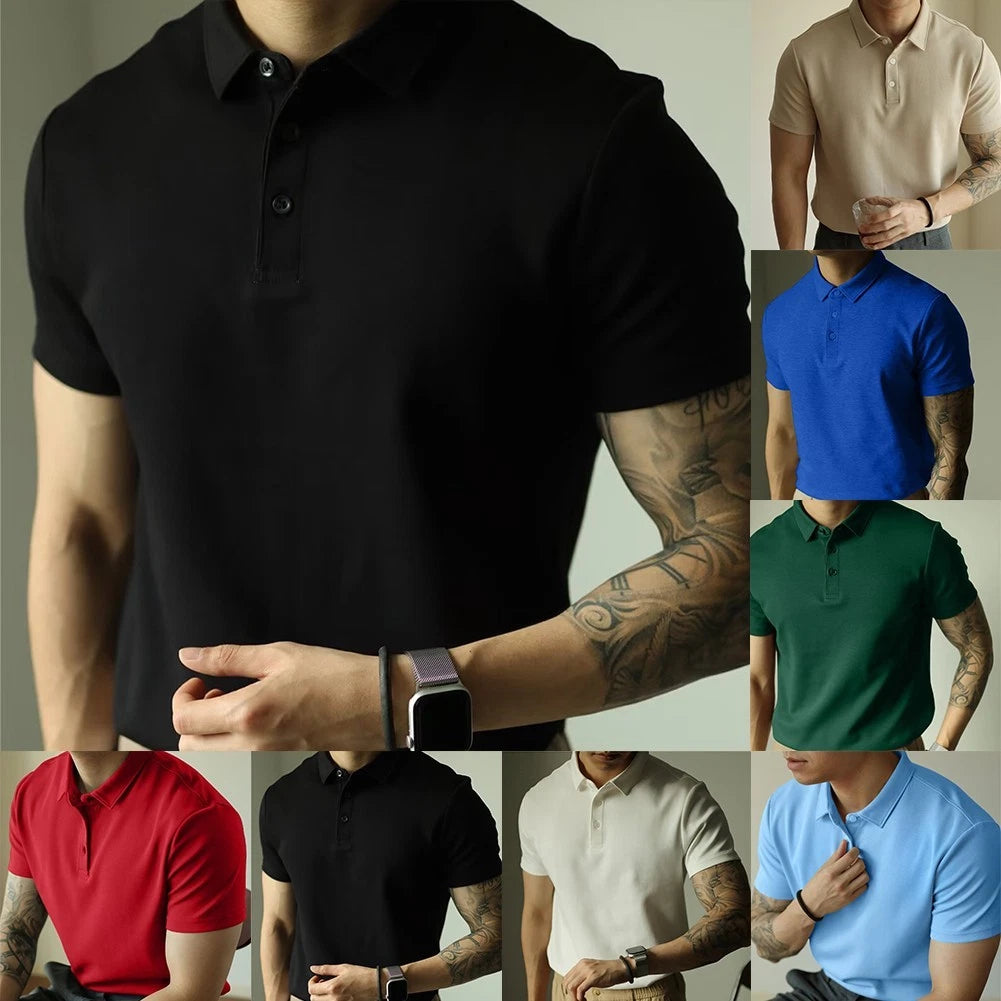 Men's Polyester Rich Short Sleeve Shirt Lapel Collar for Streetwear Look