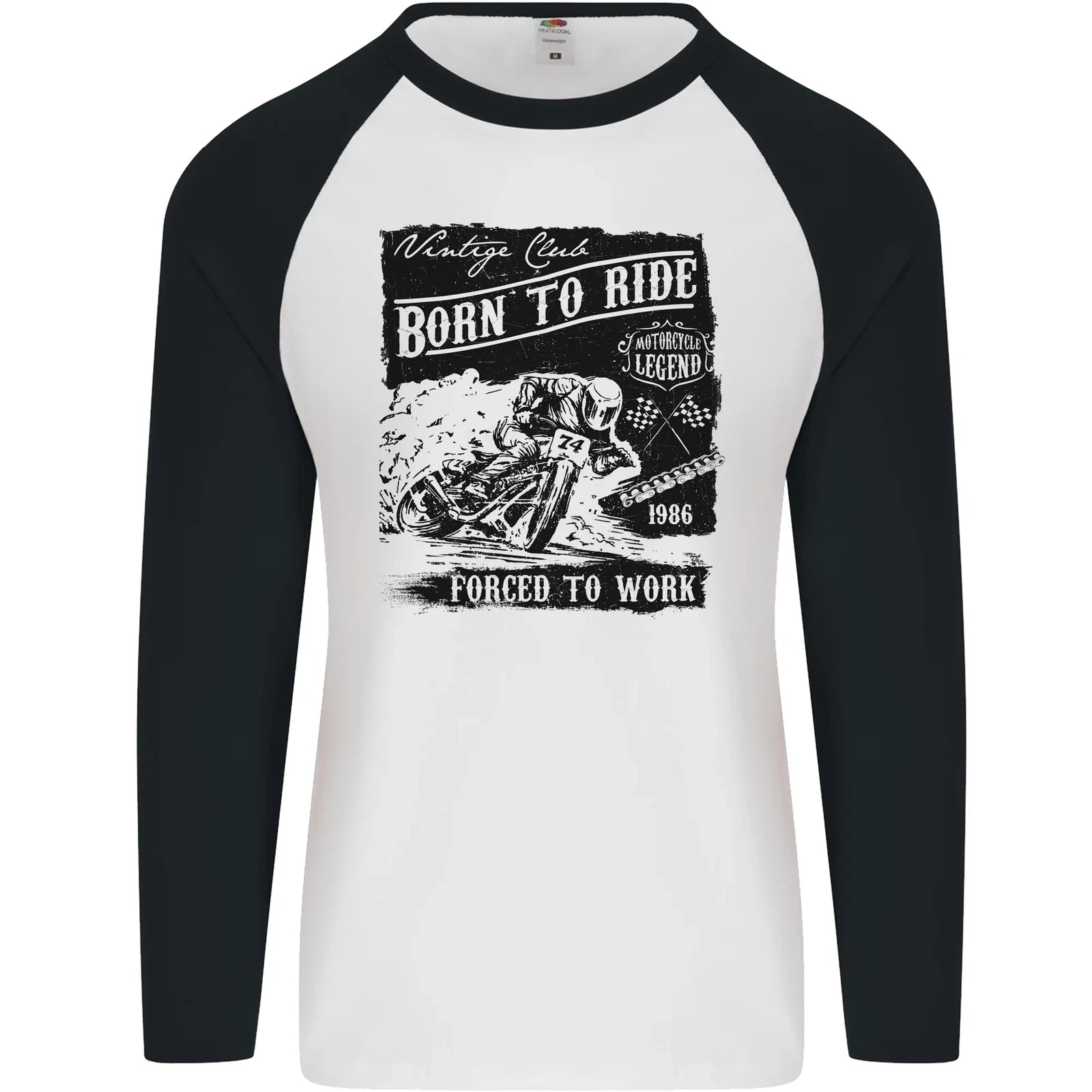 Cafe Racer Biker Motorcycle Motorbike Mens L/S Baseball T-Shirt