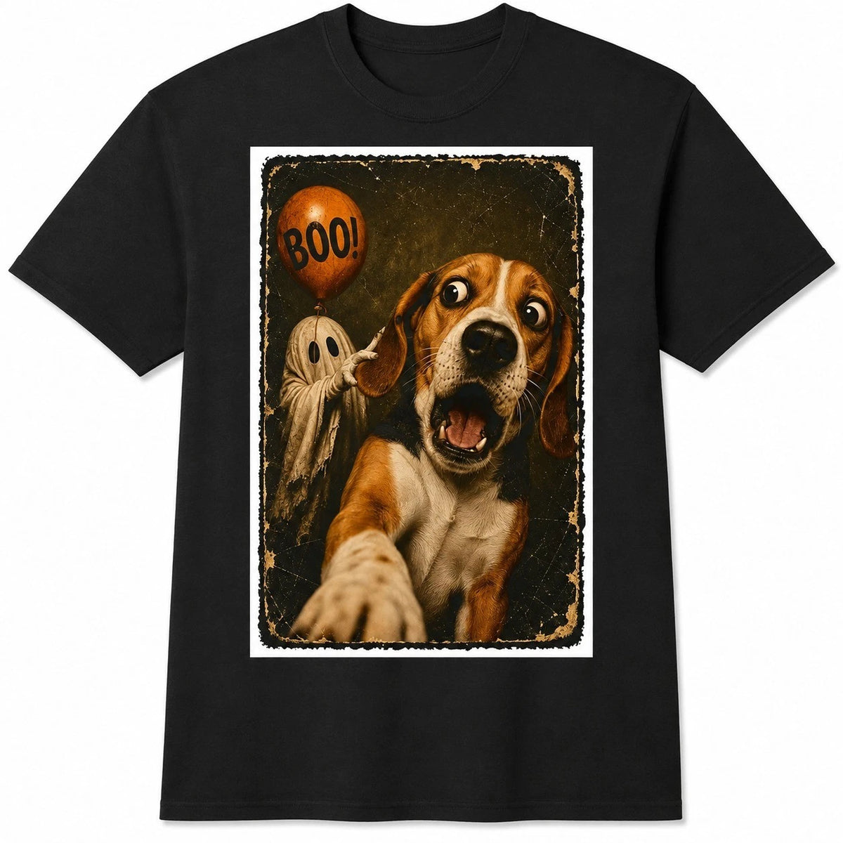 Scared Beagle Halloween Ghost Vintage Dog Mom Dad Gift T-Shirt