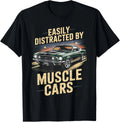Easily Distracted by Muscle Cars Retro Green Street Style Gift Unisex T-Shirt