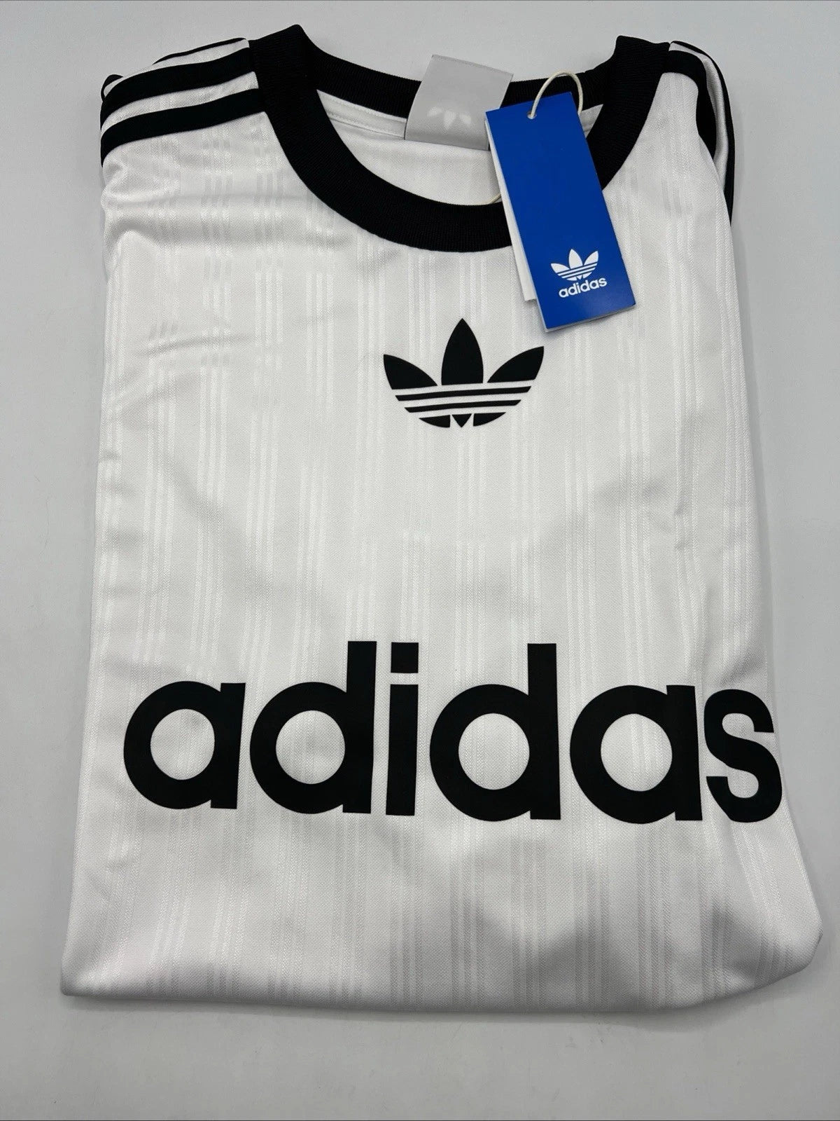 adidas originals Adicolor Poly Tee  Men's Size Large White Black Stripes Shirt