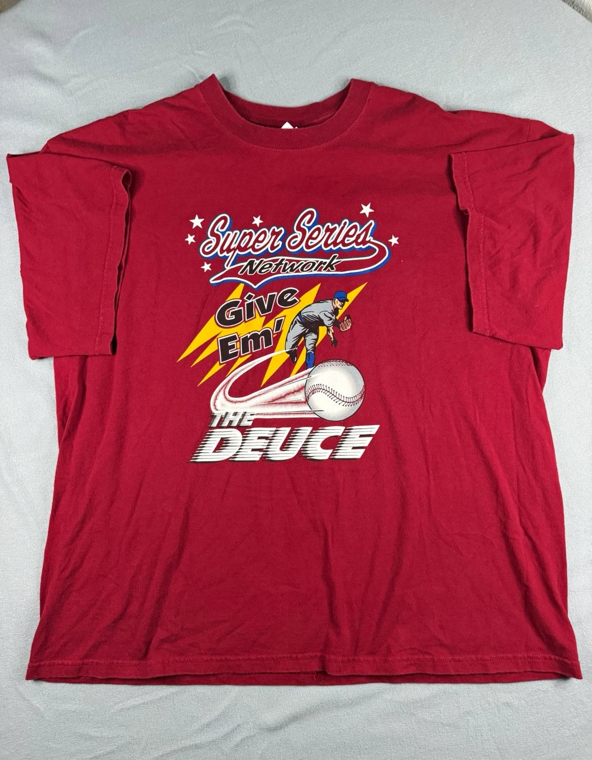 Gildan Ultra Cotton Men's Graphic Baseball Cotton Knit Crewneck T-Shirt Red 2XL