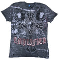 Cool Amplified Sain Gothique Cross Tête de Mort Strass Rocker Biker T-shirt L 52