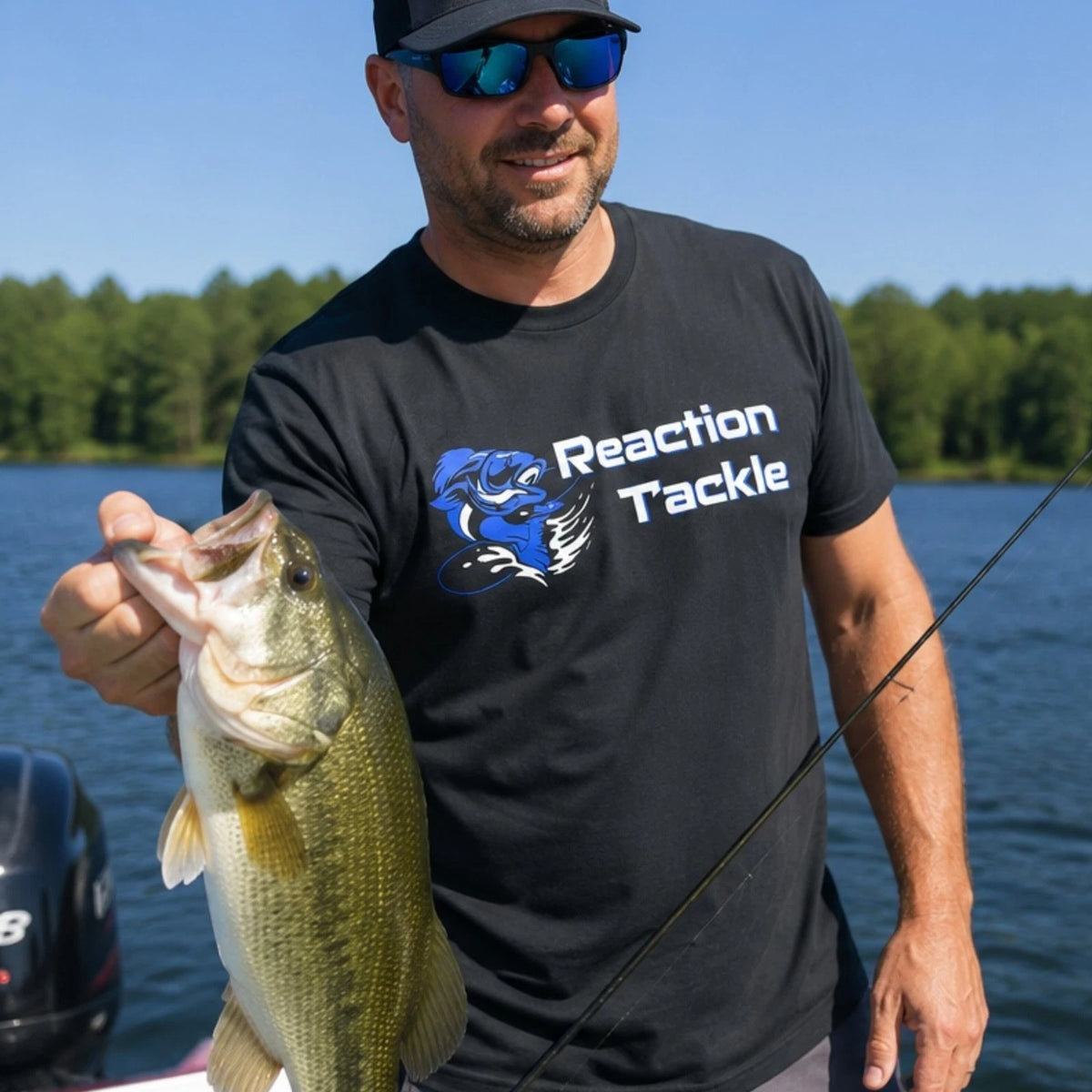 Reaction Tackle Fishing Short Sleeve T-Shirt Angler Bass Outdoor Gift Men Women