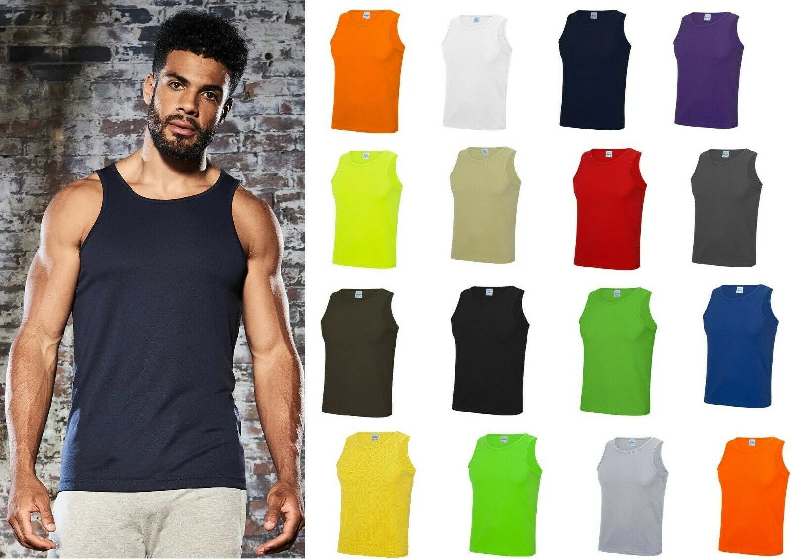 Just Cool Gym Sports Vest Men polyester summer/sports/gym/performance tank Top