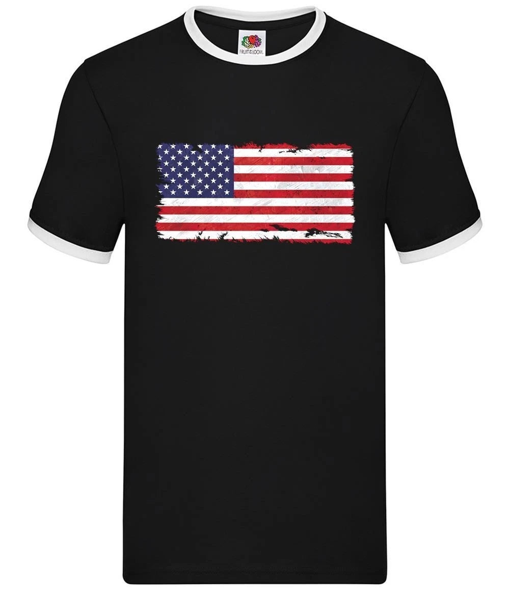 USA Grunge Style Flag - Mens Ringer - United States America Trump Biden