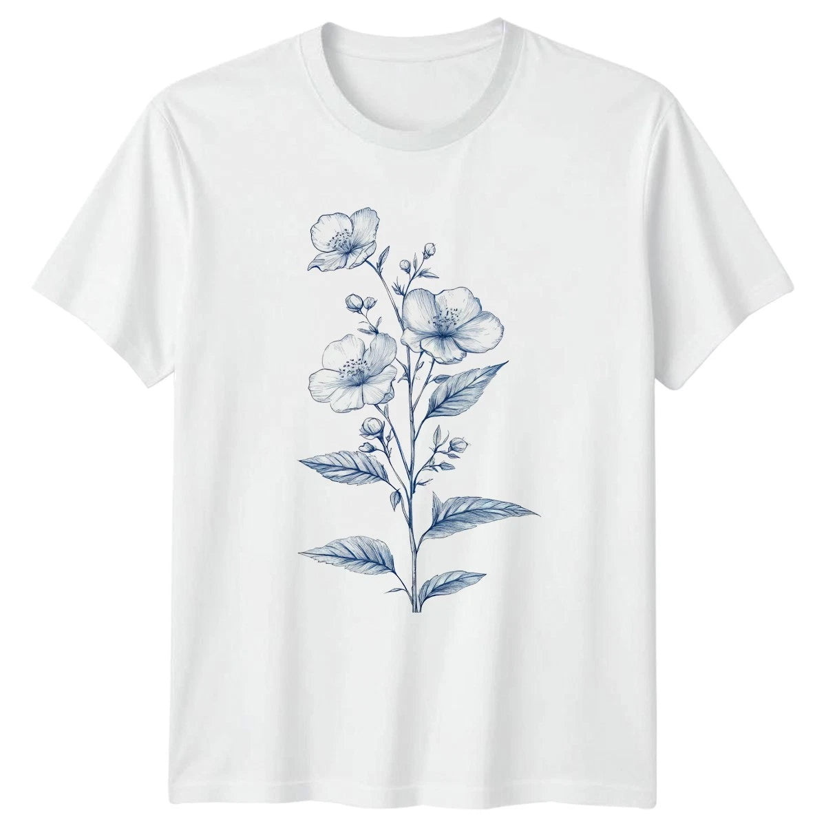 Vintage Floral Sketch T-Shirt Botanical Illustration Womens Gift For Her