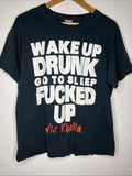 Wiz Khalifa T-Shirt Men's Large Black Wake Up Drunk Rap Tee Distressed