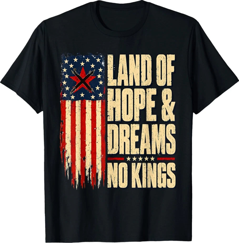Retro Land of Hope Patriotic Dreams Distressed American Flag T-Shirt