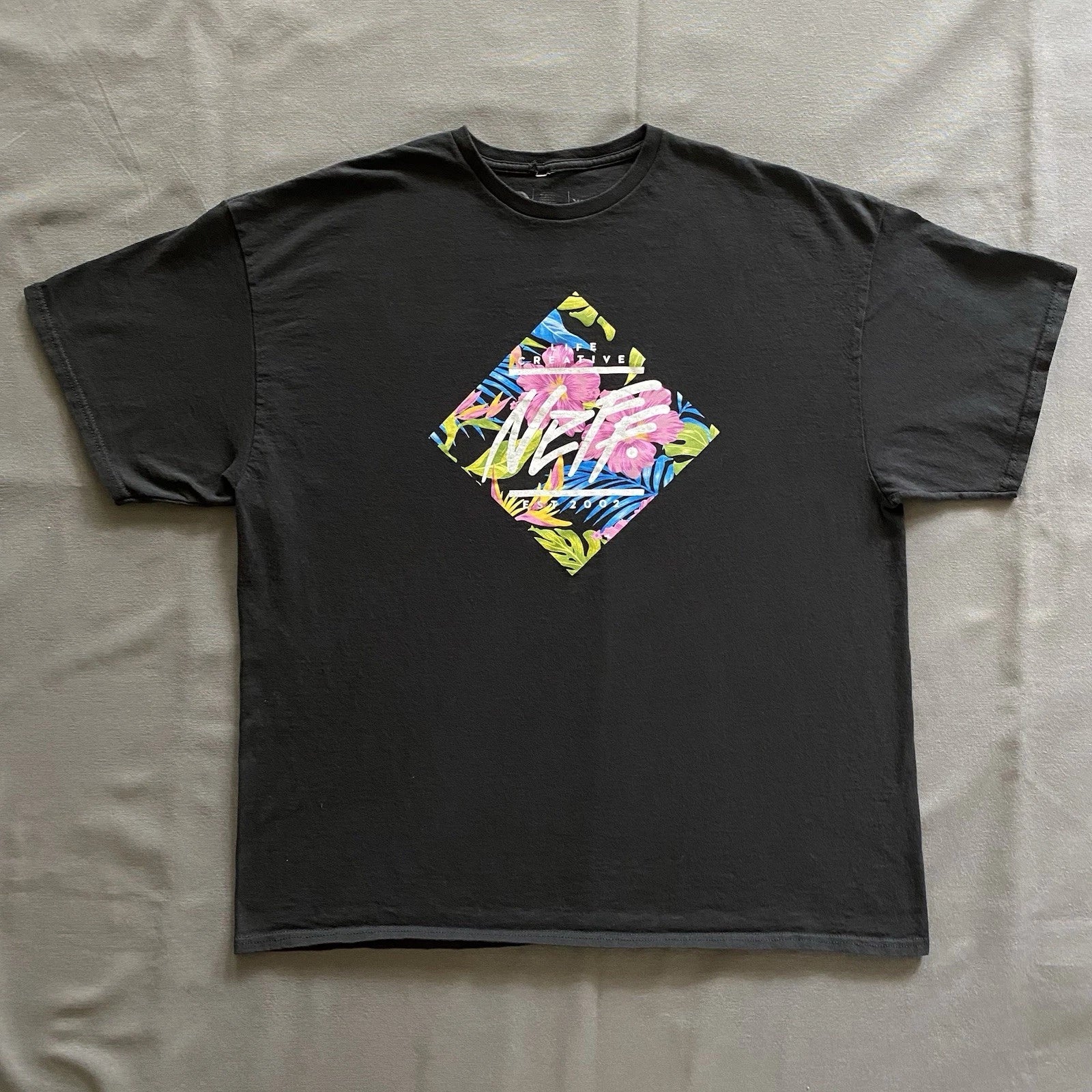 NEFF T Shirt Mens Size 2XL XXL Black Short Sleeve Life Creative Skate Surf
