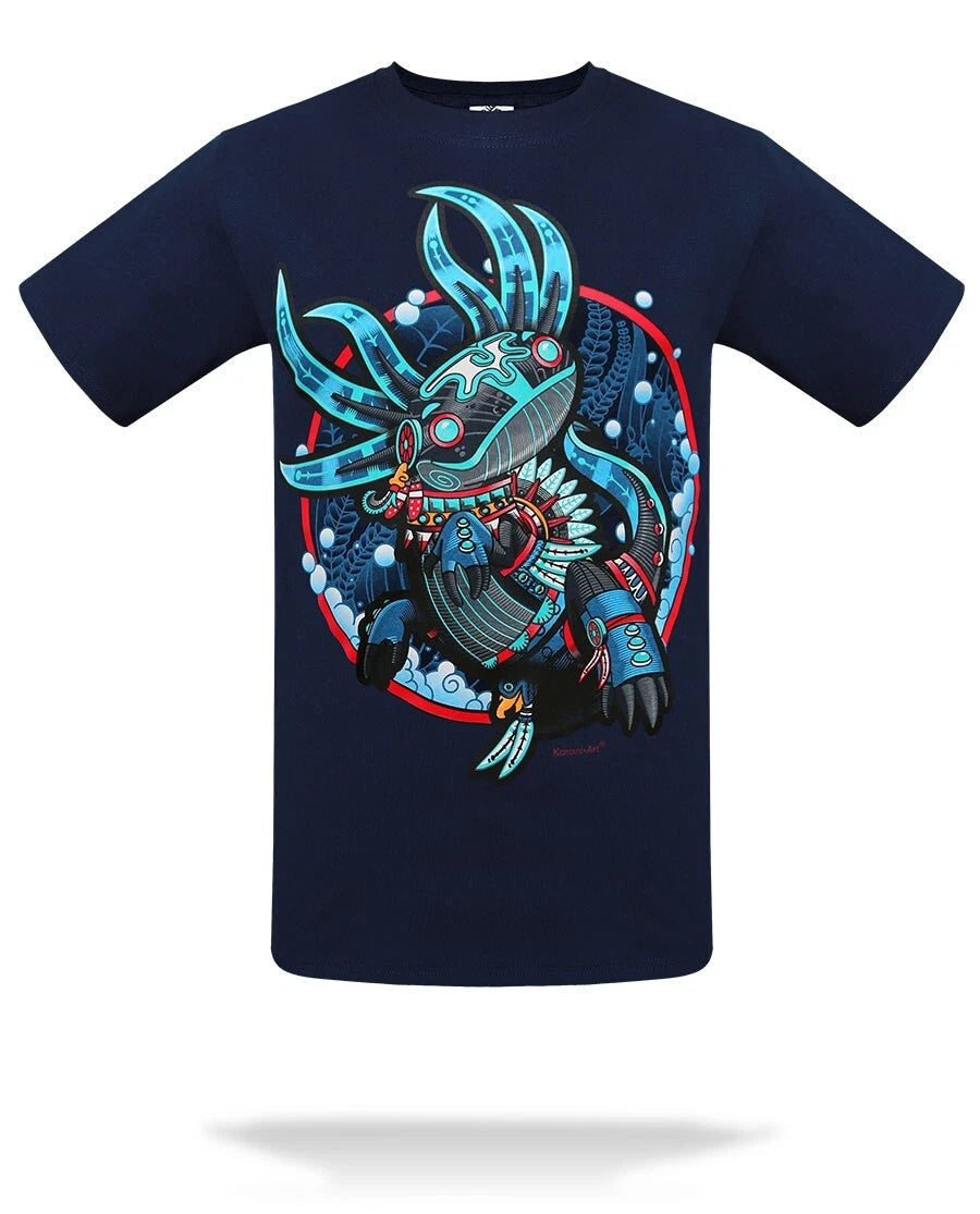 Axolotl Karani Art T-Shirt Adult Unisex Navy Short Sleeve Image 1 of 4