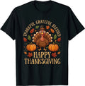 Thankful Grateful Blessed Turkey Women Happy Thanksgiving T-Shirt