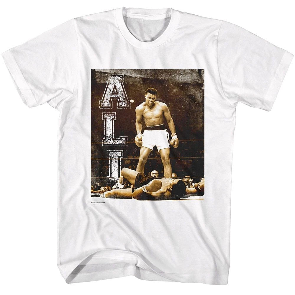Muhammad Ali - Grunge Ko Vertical Text - American Classics - Solid White Adult S