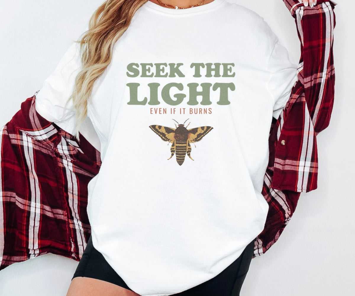 Dark Academia Shirt - Seek the Light Even If It Burns Comfort Colors Unisex Tee Image 1 of 4