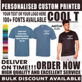 Personalised Custom Just Cool AWDis T-Shirt Text Logo Casual Gym Unisex JC001