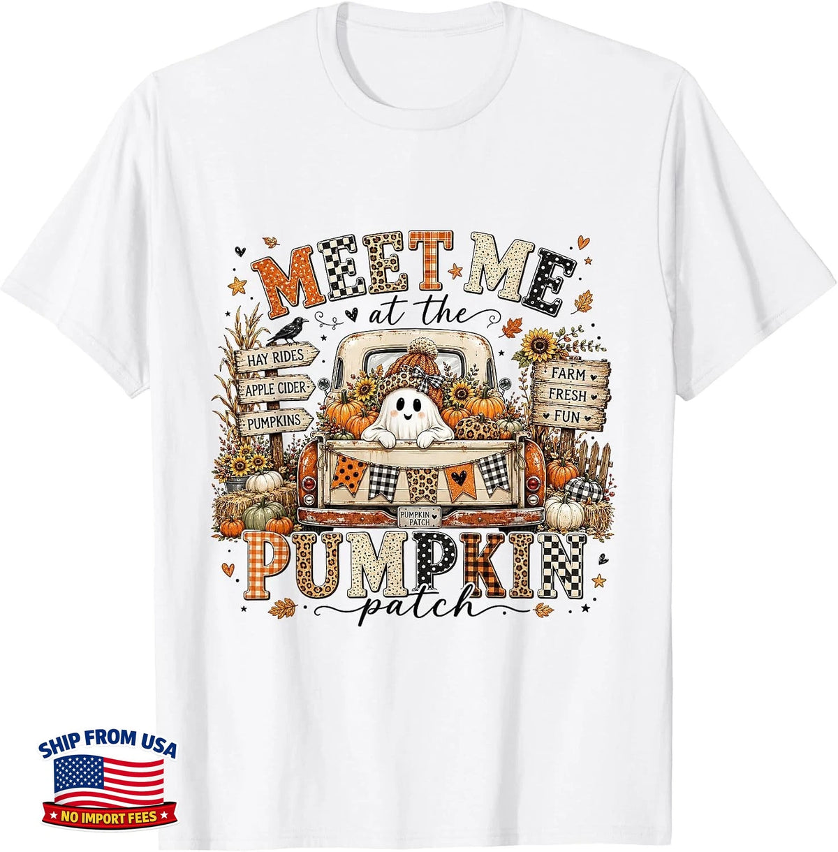 Thanksgiving Meet Me At The Pumpkin Patch Plaid Wife Present T-Shirt