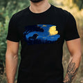 Mens Lion Night Motif Cotton T-Shirt Size XS to 5XL