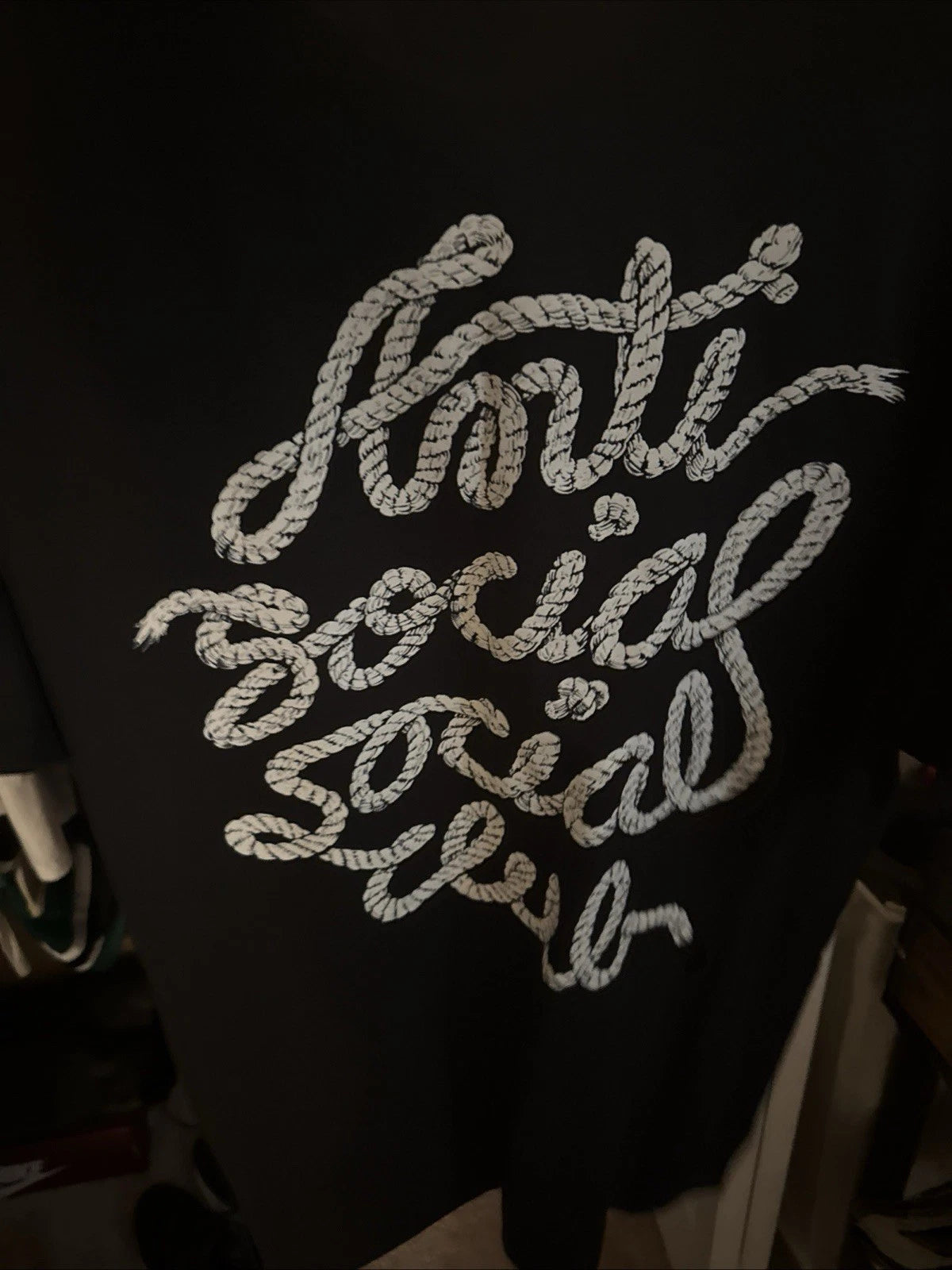 Anti Social Club Black And White Rope T-Shirt Image 1 of 4