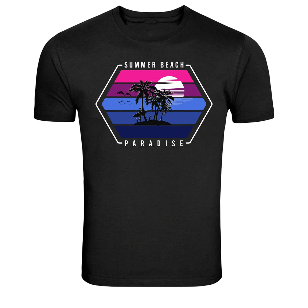Summer Beach Paradise Retro Sunset Graphic T-Shirt