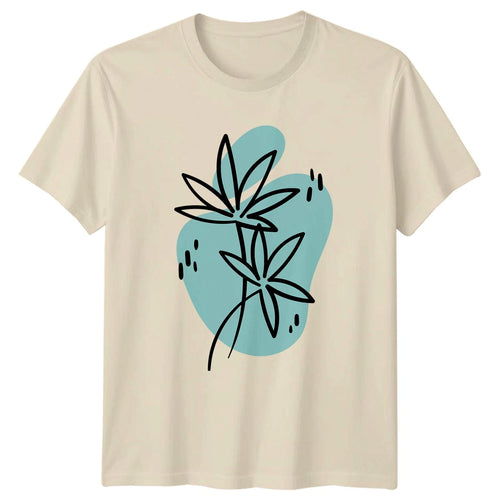 Abstract Botanical Leaf Doodle Art T-Shirt Minimalist Flora Nature Plants