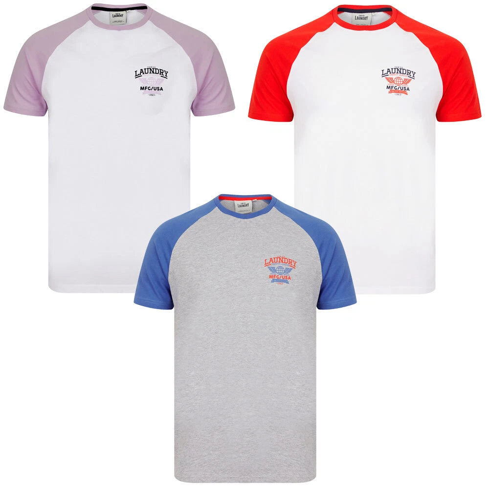 Tokyo Laundry Men's T-Shirt Baseball Style Raglan Sleeve Cotton Jersey Crew Neck