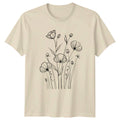 Delicate Hand Drawn Wildflower Garden Women T-Shirt Botanical Nature Mothers Day