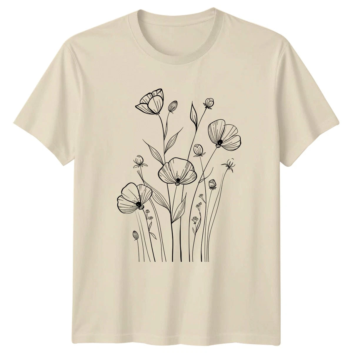 Delicate Hand Drawn Wildflower Garden Women T-Shirt Botanical Nature Mothers Day
