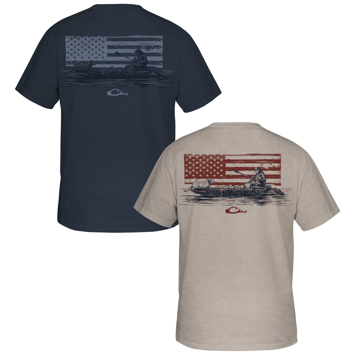 Drake Waterfowl Kayak American Flag Short Sleeve T-Shirt