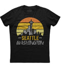Seattle Washington WA Skyline Souvenir Mens Short Sleeve Cotton Black T-shirt