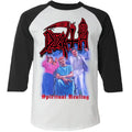 DEATH cd cvr SPIRITUAL HEALING Official RAGLAN SHIRT LG New chuck symbolic human